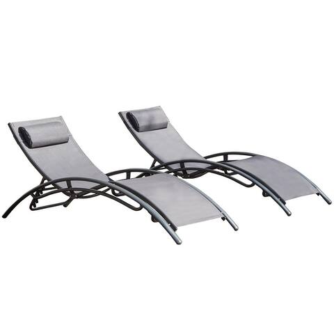 Outdoor Patio Lounge Chair Set of 2,Adjustable Chaise
