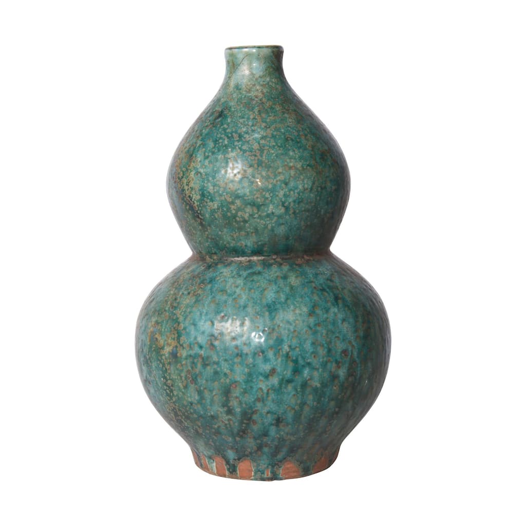 Speckled Green Gourd Vase - 9x9x14