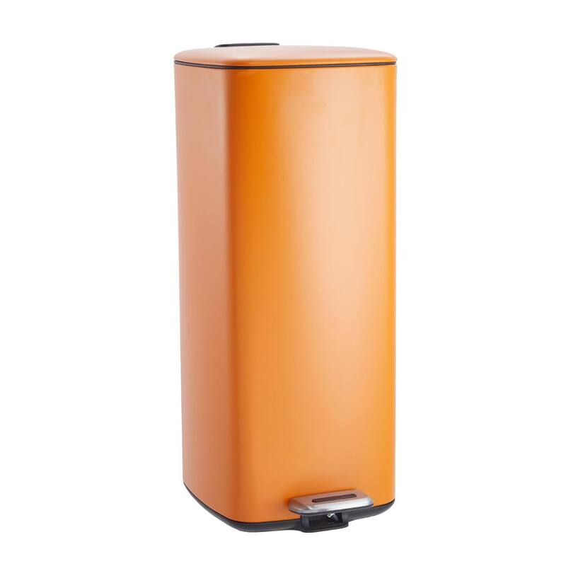 8 Gallon Step-On Kitchen Trash Can, Garbage Can for Home Office Bedroom - Orange