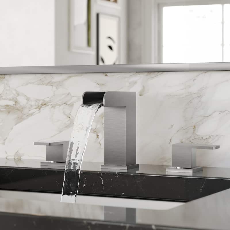 Widespread Bathroom Faucet Hot/Cold Water Deck Mounted Roman Tub - Brushed Nickel