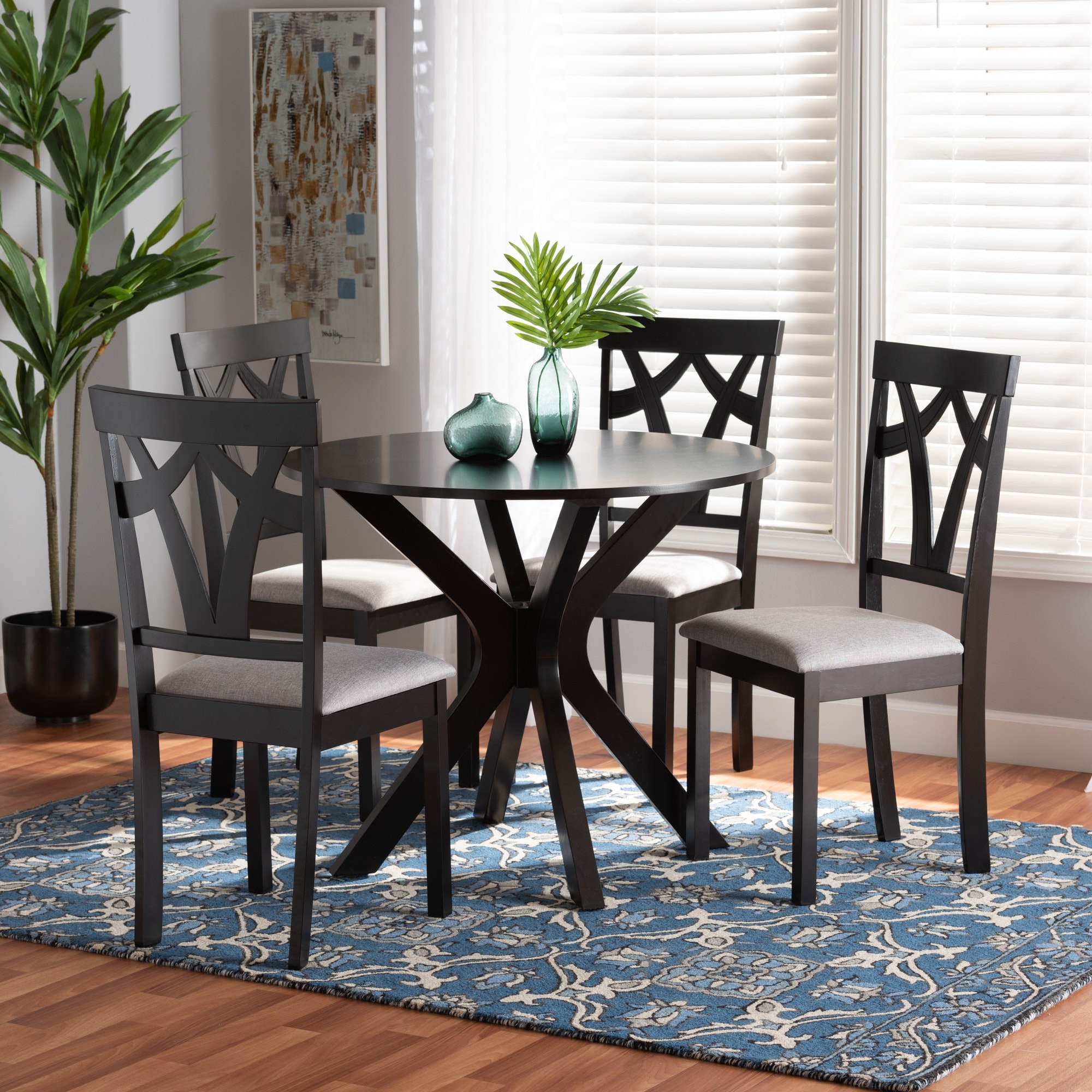 Luise Modern and Contemporary 5 Piece Wood Dining Set Grey Dark