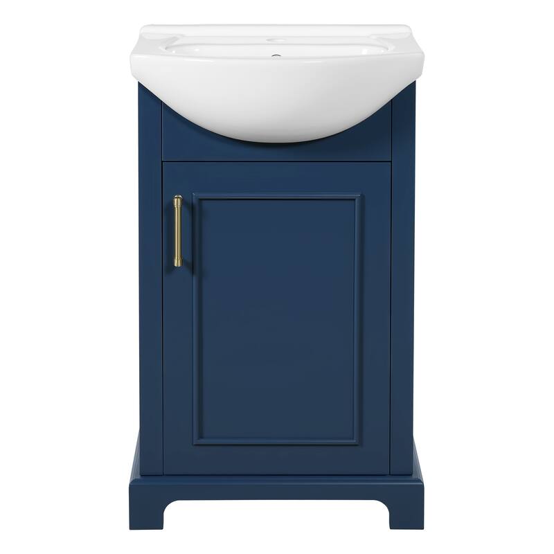 20" Freestanding Bathroom Vanity with White Farmhouse Ceramic Sink - 19.7'' x 13.4'' x 33.4''