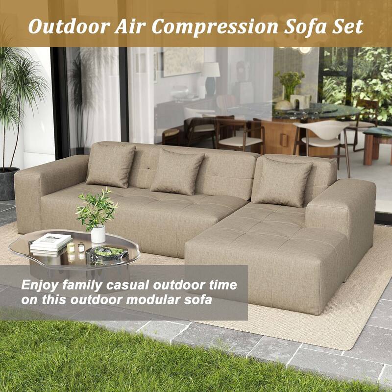 Casual Outdoor Oversized Sectional Sofa Loveseat Chaise Set