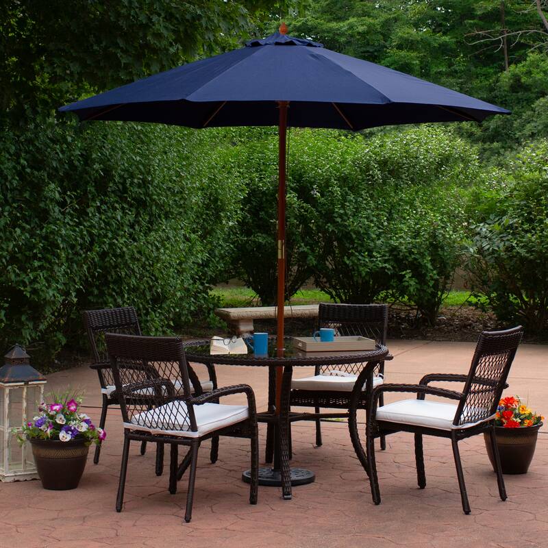 9ft Outdoor Patio Market Umbrella with Wooden Pole