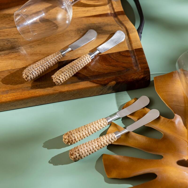 Set of 4 Stainless Steel & Wood Handle Spreaders