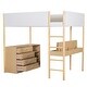 preview thumbnail 27 of 48, Full Size Loft Bed with Convertible Desk, Storage Shelf & 4 Drawers, Teddy Fleece Wood Bed Frame with Full-Length Guardrail