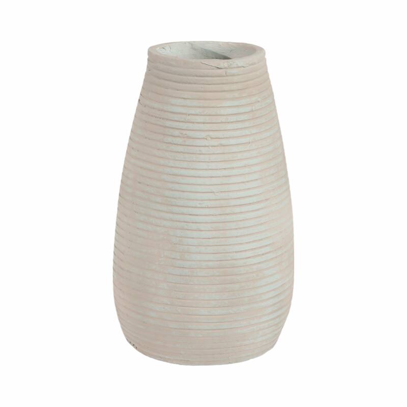 Decorative Ribbed Tall Vase for Home Decor - Minimalist Modern Flower Vase