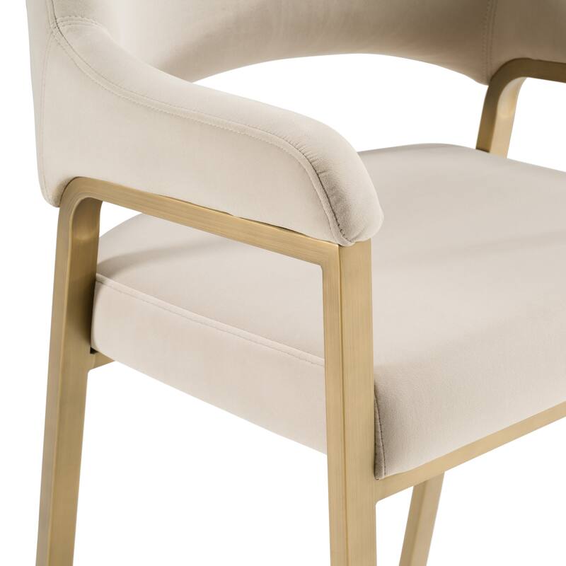 Modrest George Modern Beige Fabric & Antique Brass Counter Chair