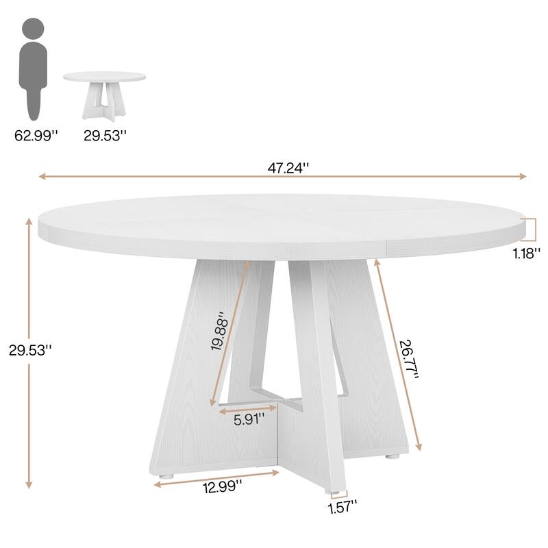 47-inch Round Conference Table for 4-6 People, Wooden Meeting Room Table