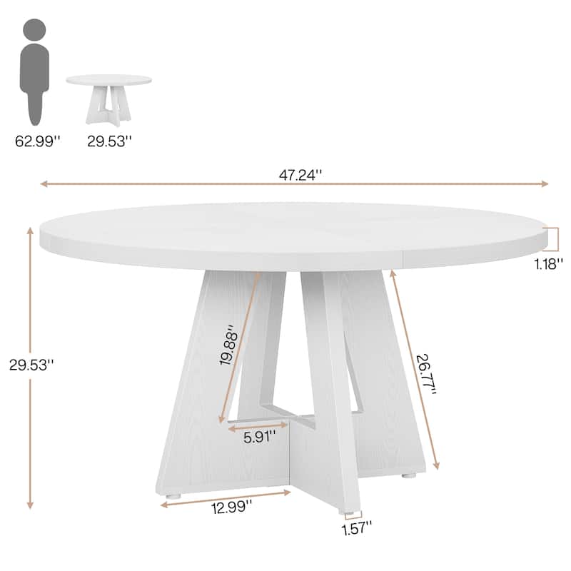 47-inch Wood Round Kitchen Dining Table for Dining Living Room