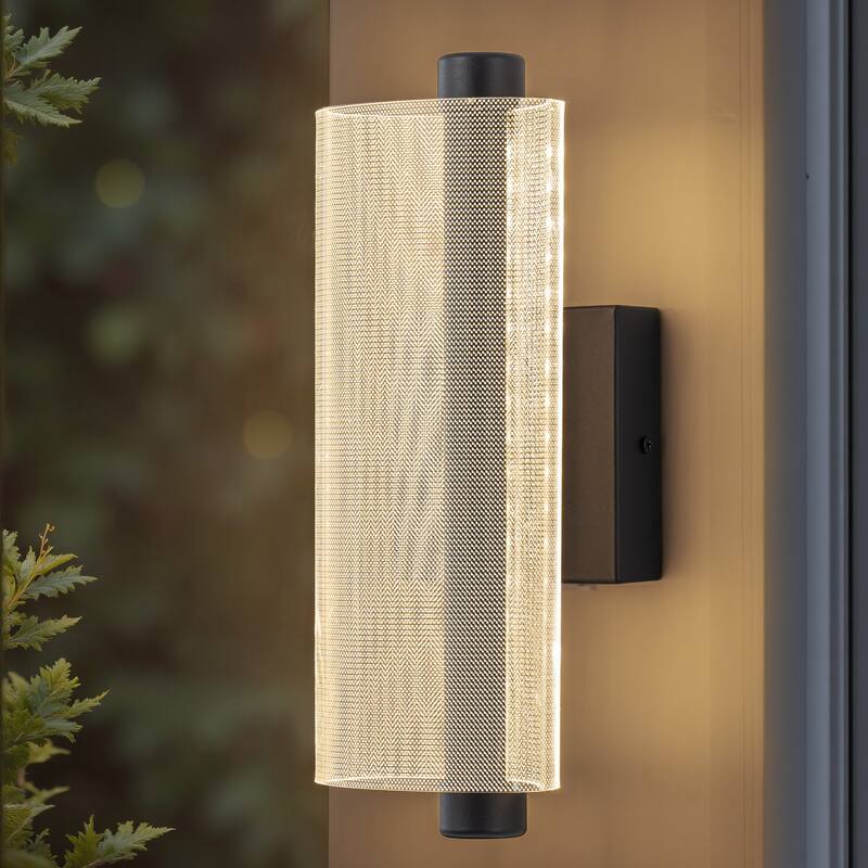 C Cattleya 3CCT Integrated LED Outdoor Wall Sconce with Etched Acrylic Shade - Matte-Black