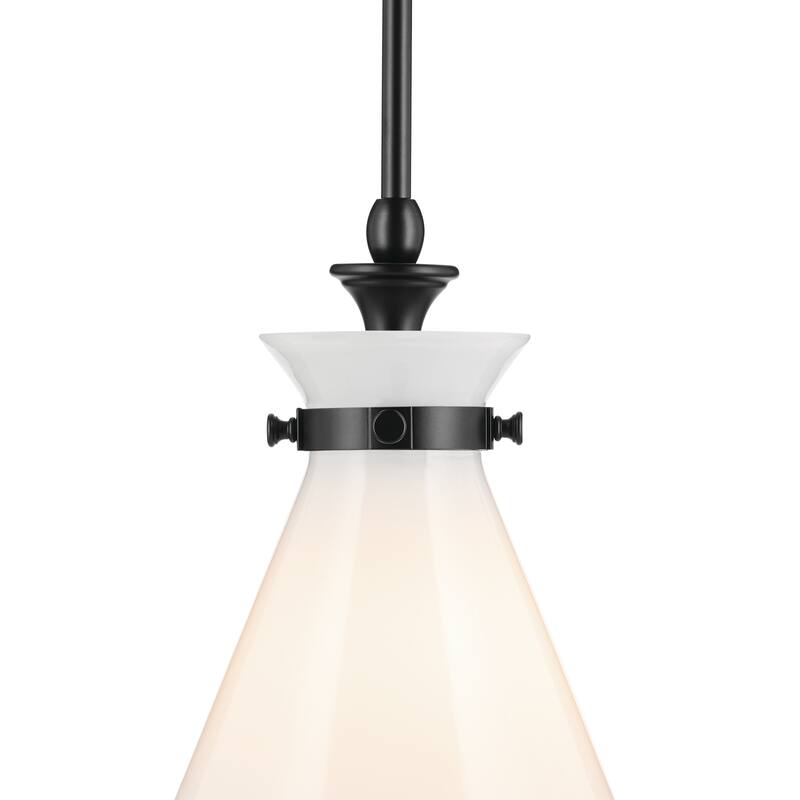 Kichler Lighting Laria 10.5 Inch 1 Light Pendant with Opal Glass in Black