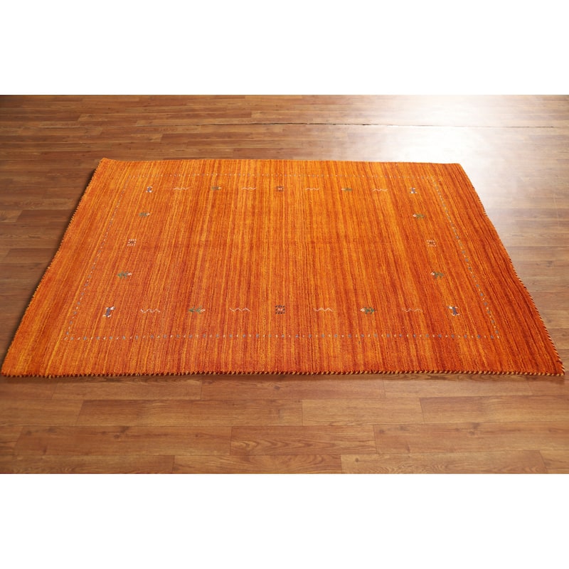 Hand Knotted Oriental 100% Wool Carpet Tribal Tribal Oranges & Rust Gabbeh Area Rug - 5' 10'' X 3' 11''