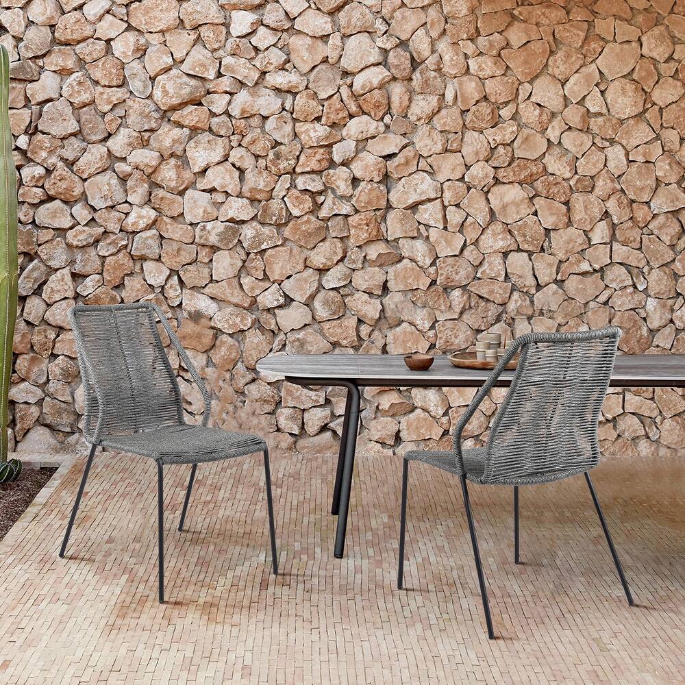 Clip Rope and Steel Indoor Outdoor Stack Dining Chairs - Set of 2
