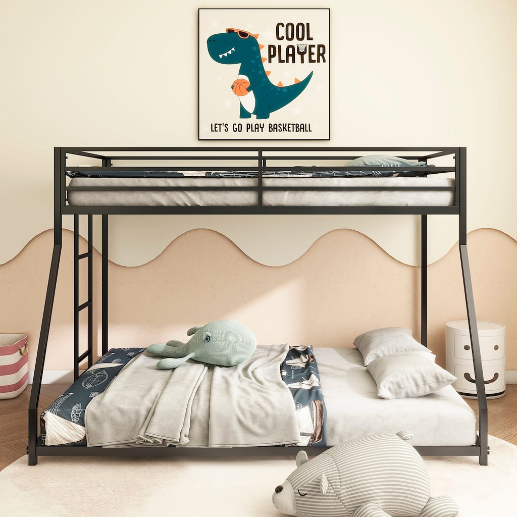Heavy-Duty Twin Over Full Metal Bunk Bed, No Box Spring Needed