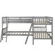preview thumbnail 16 of 16, Twin Size L-Shaped Pine Wood Bunk Bed, Separatable to 2 L-Shaped Beds