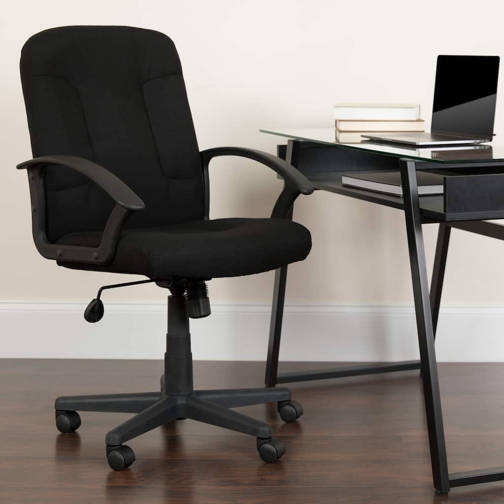 Mid-Back Fabric Executive Swivel Office Chair with Nylon Arms