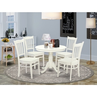 5 Piece Dining Set - Round Kitchen Table & 4 Chairs - 36 Inch - Classic ...