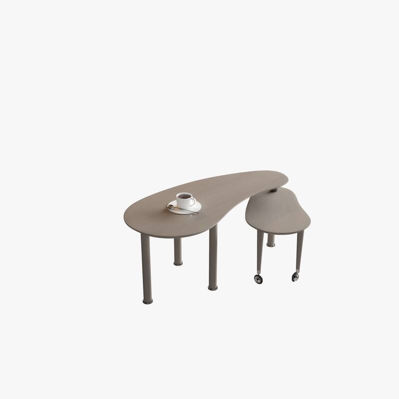 Contemporary rotatable cocktail table with solid rubber wood legs, 360 degree rotating coffee table