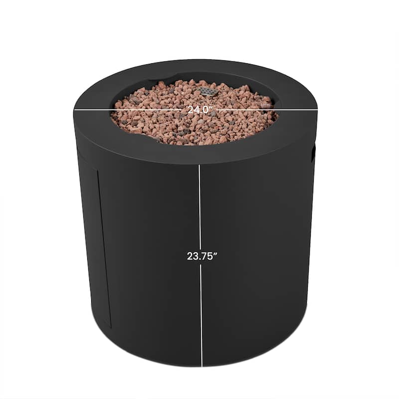 Aegean 24" Round Propane Fire Table in Black by Real Flame