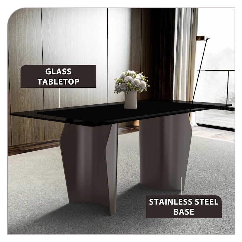 Zelan Rectangular Dining Table with Sintered Stone/Glass Top