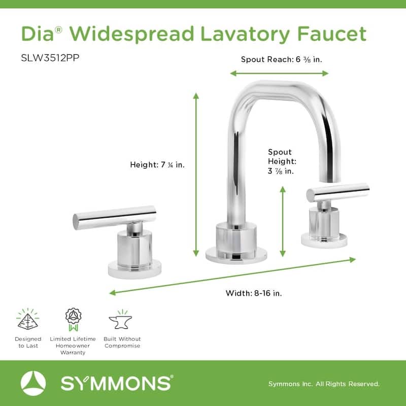Symmons SLW3512PP Dia 1.0 GPM Widespread Bathroom Faucet with Push Pop