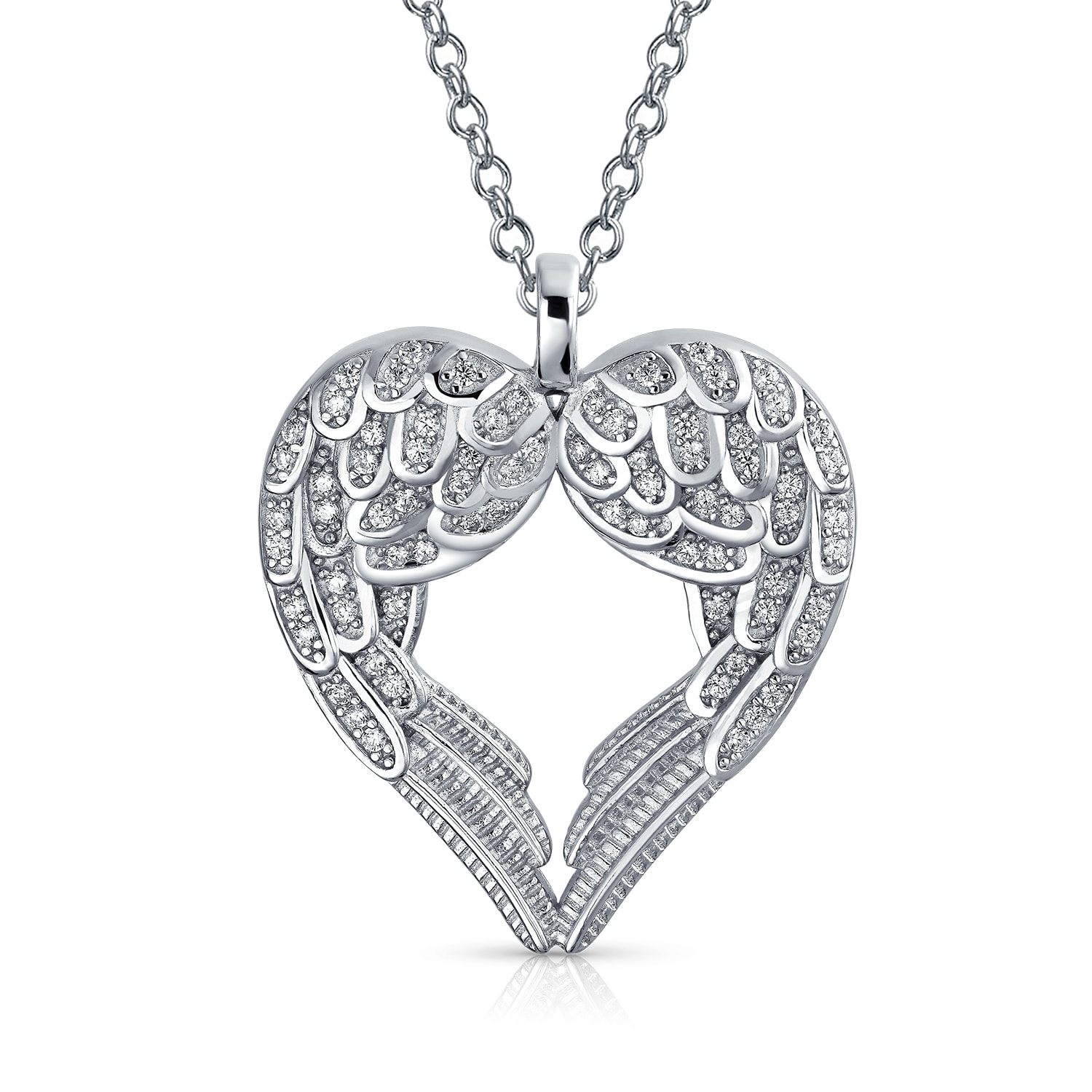 Shop Pave Cubic Zirconia Cz Heart Feather Guardian Angel Wing