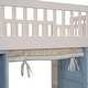 preview thumbnail 10 of 10, Full Size Solid Wood Loft Kids Bed Frame with 2-Four-Layer Storage Cabinets, Guardrails, Staircase & Curtain, White+Blue