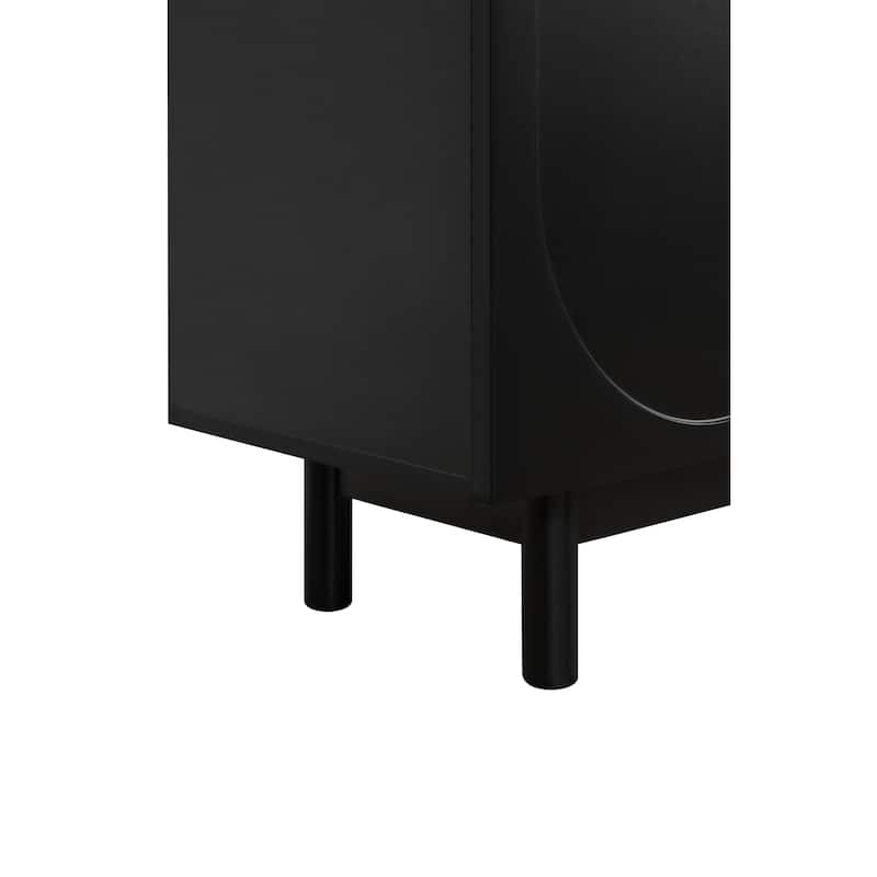 TV Stand with Arched Door, Media Console Table with Adjustable Shelves, Entertainment Center with Solid Wood Legs