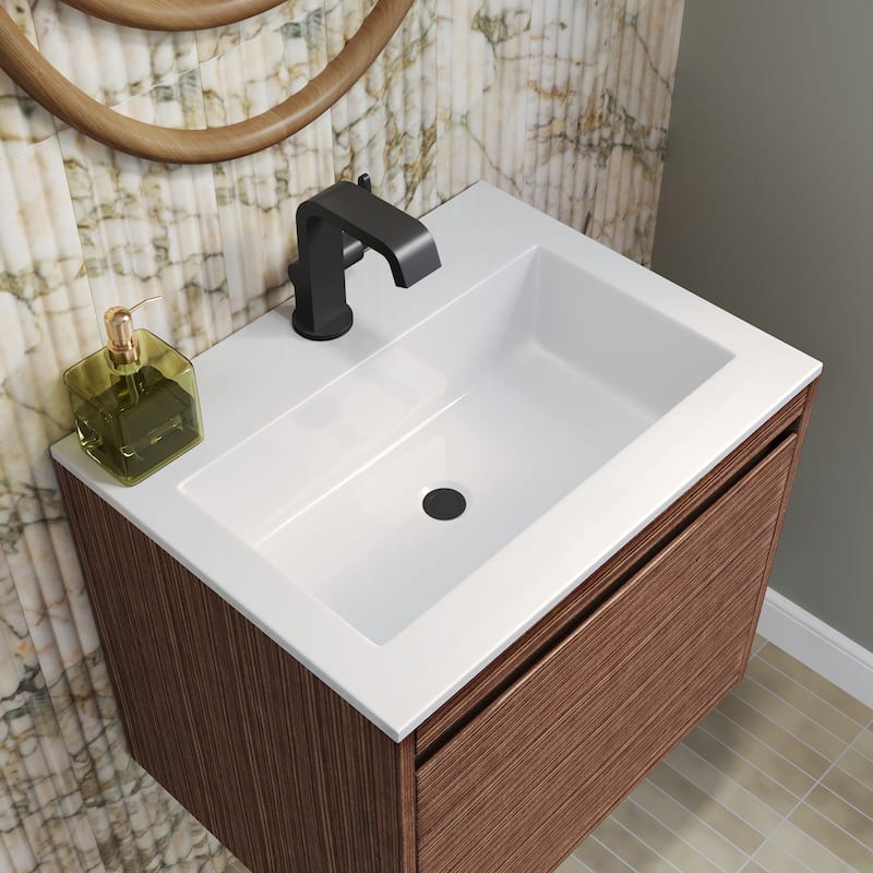 James Martin Vanities Mantova 23.6" Single Vanity Cabinet, Mid-Century Walnut
