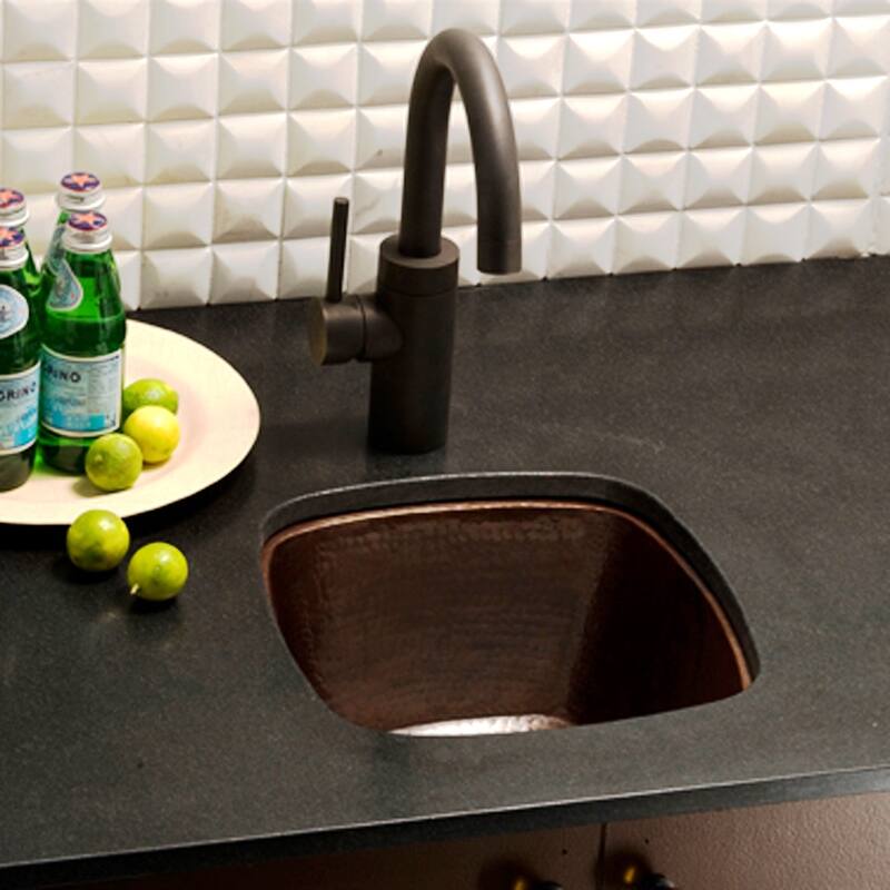 Rincon Hand Hammered Copper 13-inch Square Undermount Bar/ Prep Sink