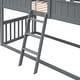 preview thumbnail 26 of 27, Twin Over Twin House Bunk Bed With Ladder and Fence Wood White Modern Contemporary Urban