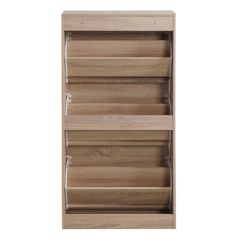 Stylish 3-Tier Shoe Storage Rack Cabinet with Flip-Down Drawers and Elegant Design for Entryway or Mudroom Organizer