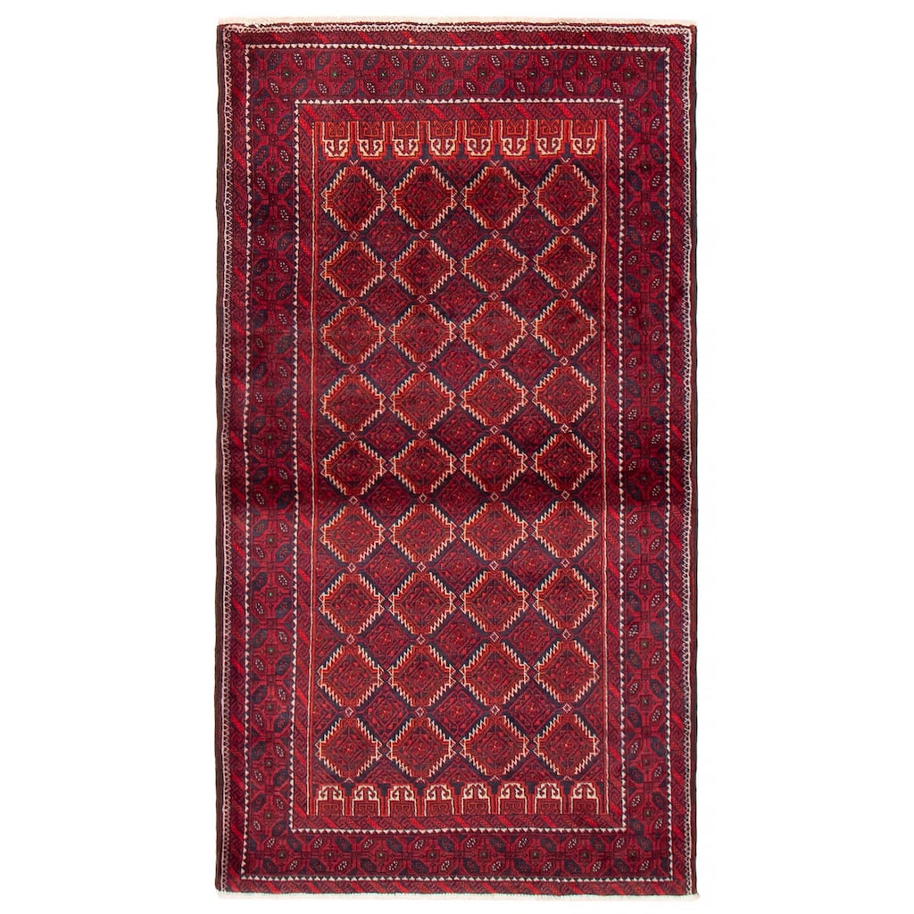 ECARPETGALLERY Hand-knotted Royal Baluch Red Wool Rug - 3'3 x 5'11