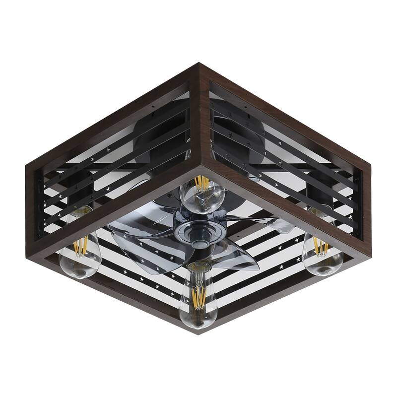 Caged Ceiling Fan Light with Remote & APP Control, 3 Dimmable LED Light, 6-Speed Wind Adjustable Control