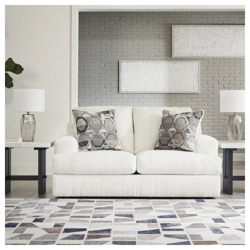 Signature Design by Ashley Karinne White Loveseat - 70"W x 41"D x 39"H - Linen