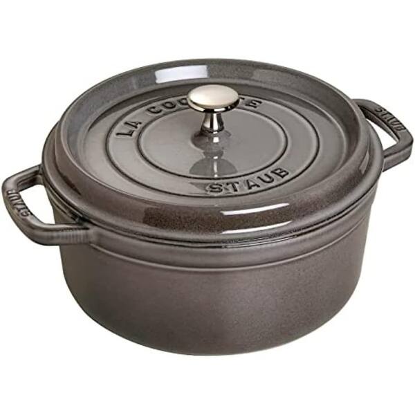 Staub 26cm, 10 inch Cast Iron Round Cocotte, Graphite Grey - Bed 