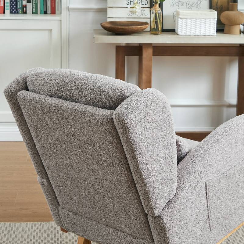 Rocking Chair with Thickened Rubber Wood Base