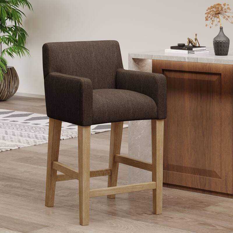 Upholstered Counter Stool 26 Inch Seat Height with H Frame Base