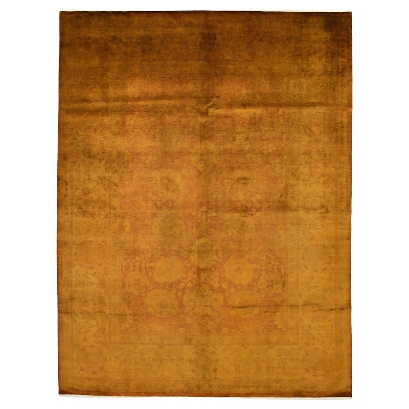 ECARPETGALLERY Hand-knotted Vibrance Brown, Olive Wool Rug - 9'0 x 11'9 - Brown/ Olive - 9'0 x 11'9