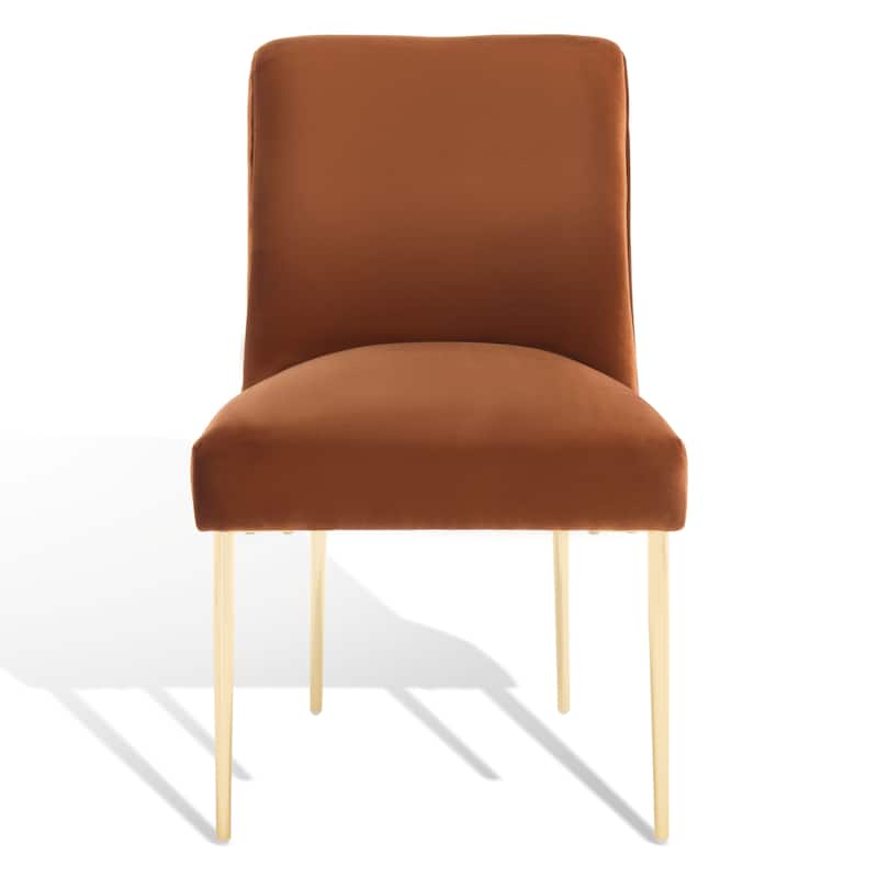 SAFAVIEH Couture Melonie Velvet Accent Chair - Mustard / Brass - 28"x23"x35.3" - 28" W x 23" D x 35" H - 28Wx23Dx35H