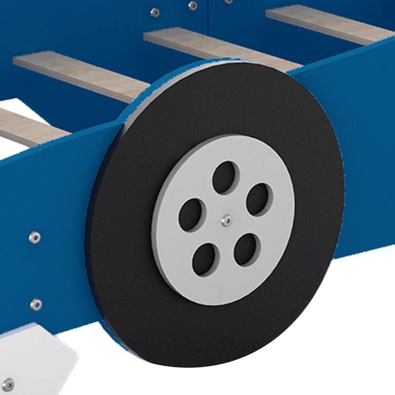 Twin Race Car-Shaped Platform Bed with Wheels, Themed Children's Bedroom Design