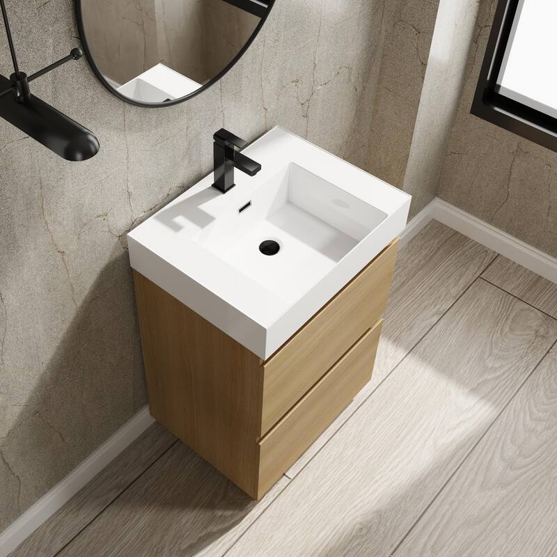 BNK 24/30 inch Freestanding Single Sink Bathroom Vanity with 2 Soft Close Drawers