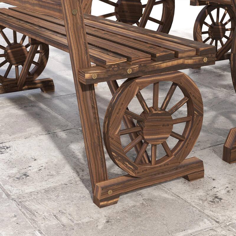 4-Person Patio Table and Chairs, Wagon Wheel Design, Outdoor Garden