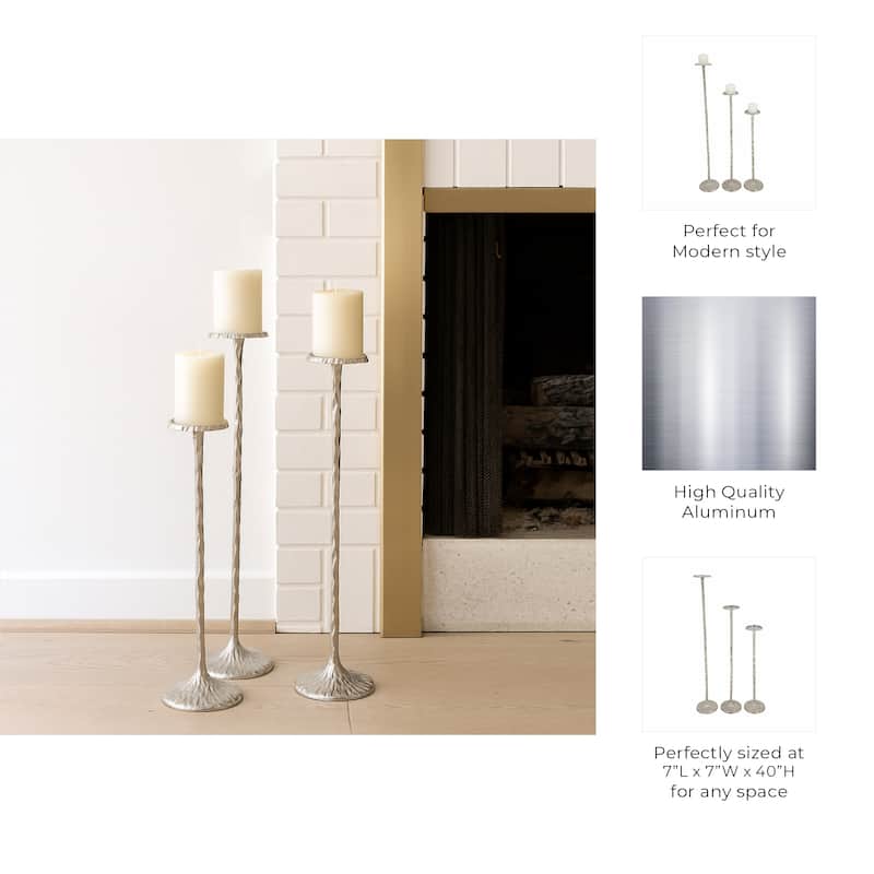 Tall Metal Floor Candle Stands for Pillar Candles, Set of 3 - 40.0"