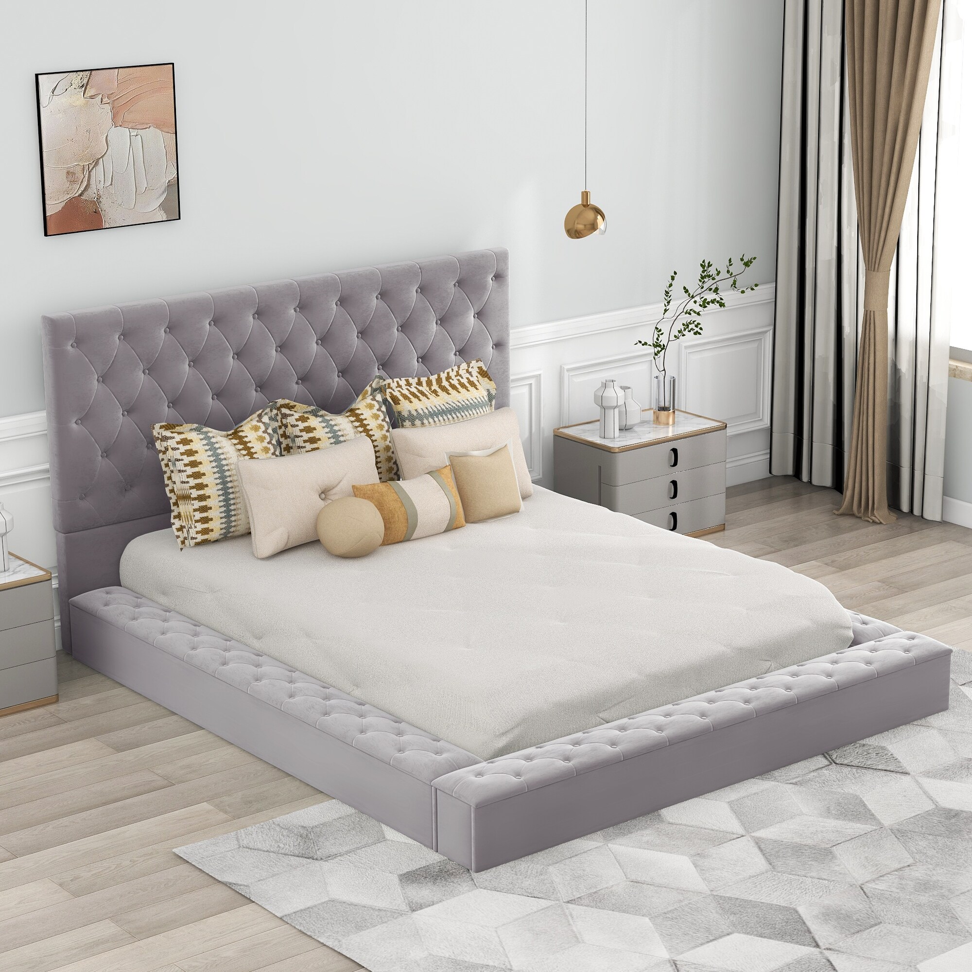 Geralyn upholstered storage outlet platform bed black