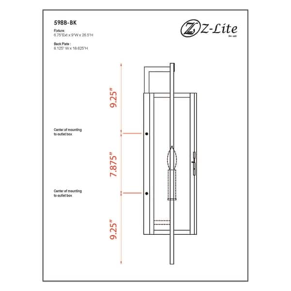 dimension image slide 1 of 2, Z-Lite 598B Lucian 3 Light 27" Tall Outdoor Wall Sconce