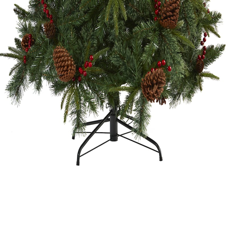 7.5’ Norway Cone Berry Pine Artificial Christmas Tree Clear LED - 7.5 Foot