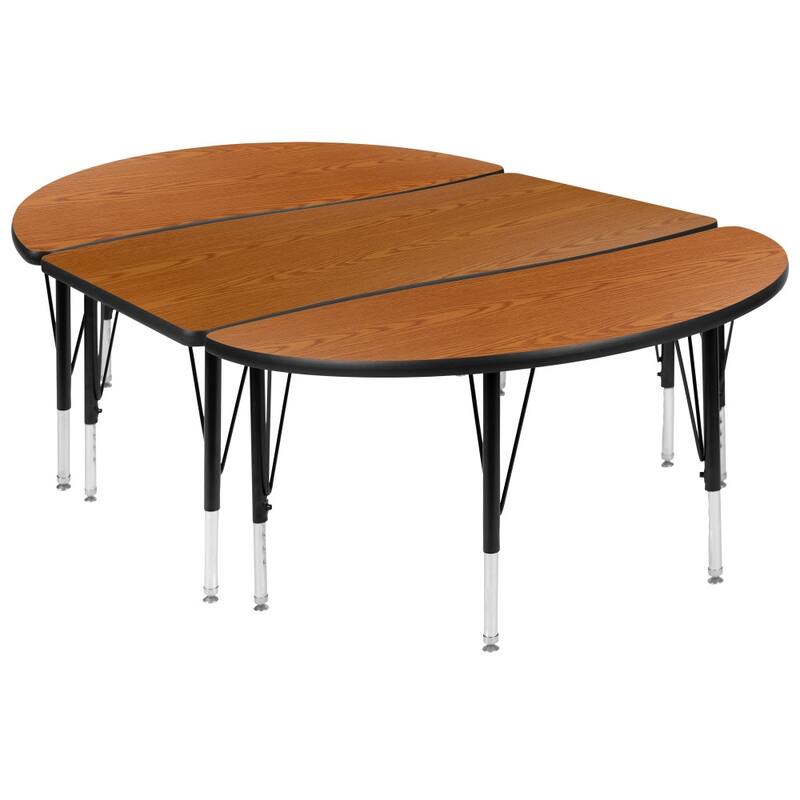 3 Piece 76" Oval Wave Flexible Grey Kids Adjustable Activity Table Set