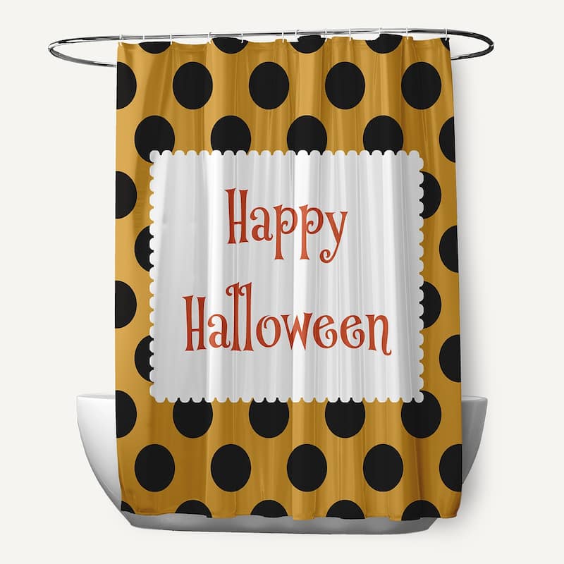 Halloween Happy Halloween Dots Shower Curtain - Golden Mustard
